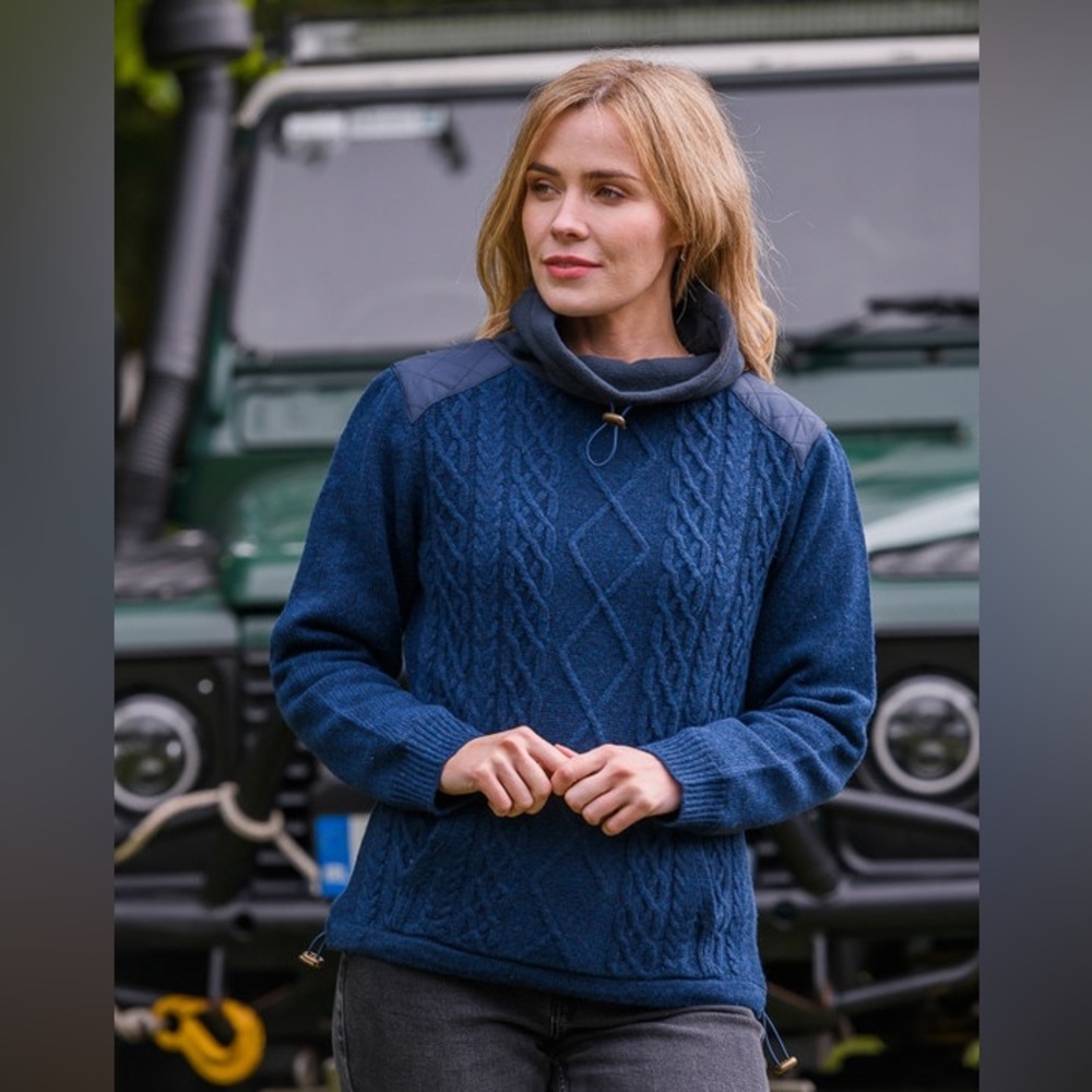Women’s Aran Cowl Neck Lined Sweater